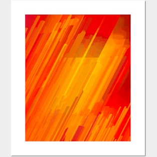 Abstract Bright Yellow Stripes on Red Posters and Art